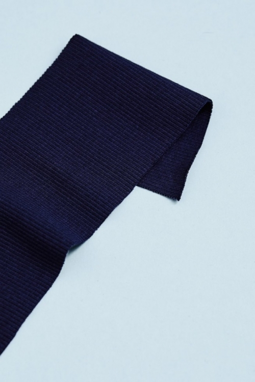 Mind The MAKER Organic Cotton Rib Stretch Knit Fabric Navy Blue