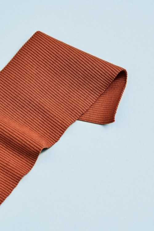 Mind The MAKER Organic Cotton Rib Stretch Knit Fabric Rust