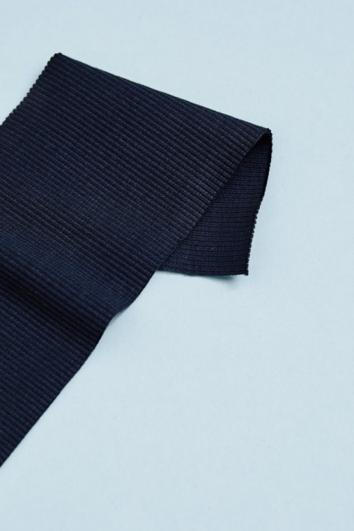 Mind The MAKER Organic Cotton Rib Stretch Knit Fabric Dark Navy