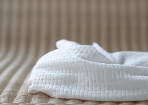 Mind The MAKER Organic Wicker Textured Stretch Knit Fabric White Sand