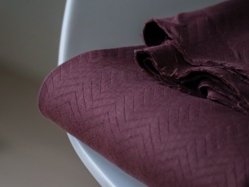Mind The MAKER Organic Chevron Quilted Stretch Knit Fabric Bordeaux