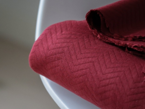 Mind The MAKER Organic Chevron Quilted Stretch Knit Fabric Red