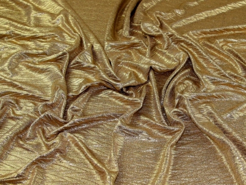 Deadstock Pleated Foil Sweater Knit Stretch Fabric Rose