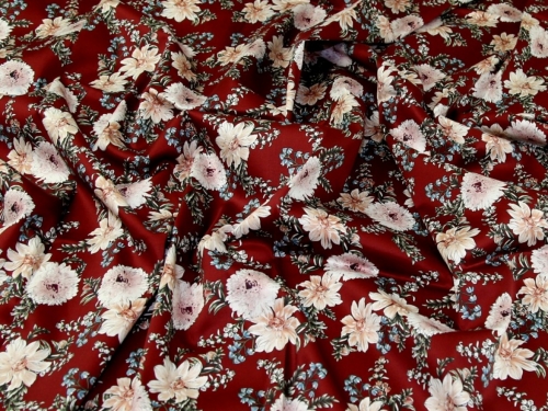 John Louden Woven Stretch Cotton Sateen Fabric Burgundy