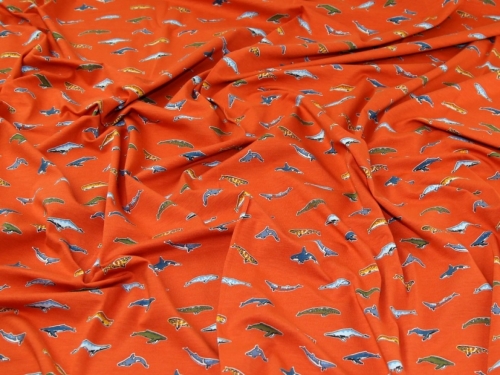 John Louden Cotton Jersey Stretch Knit Fabric Rust