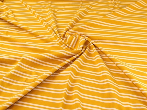 John Louden Cotton Jersey Stretch Knit Fabric Mustard & Cream