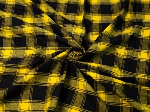 Minerva Core Range Brushed Cotton Flannel Fabric Black & Mustard