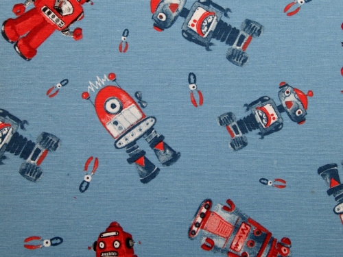Deadstock Cotton Canvas Fabric Blue & Red