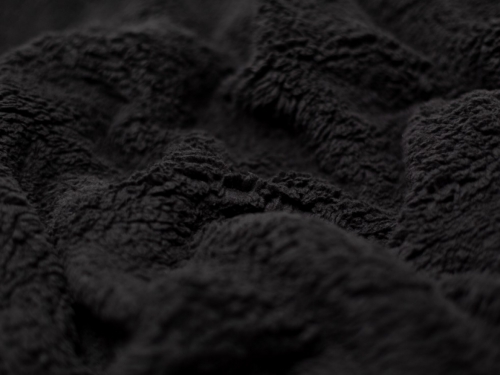 Minerva Core Range Lambskin Sherpa Fleece Fur Fabric Black