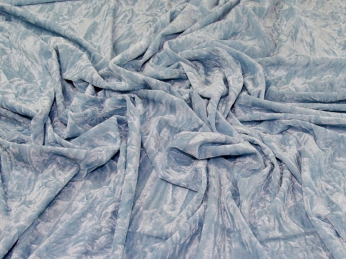 Deadstock Ice Crush Velvet Stretch Knit Fabric Pastel Blue