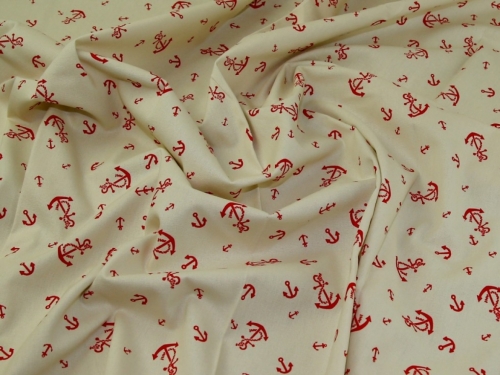Deadstock Cotton Canvas Fabric Red & Beige