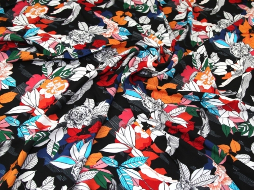 John Kaldor Fernando Viscose Challis Fabric Multi on Black