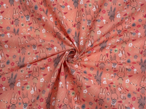 Printed Polycotton Fabric Coral
