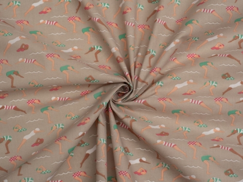 Printed Polycotton Fabric Beige