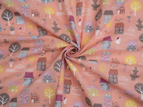 Printed Polycotton Fabric Peach