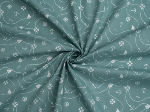 Printed Polycotton Fabric Duck Egg