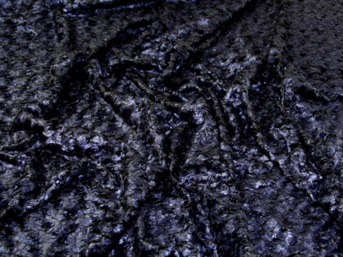 John Louden Metallic Faux Fur Fabric Navy