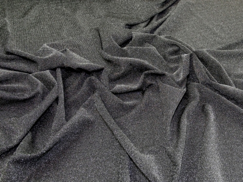 Deadstock Lurex Rib Stretch Knit Fabric Silver