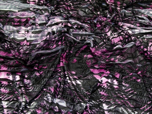 Deadstock RaRa Ruffle Textured Stretch Knit Fabric Purple