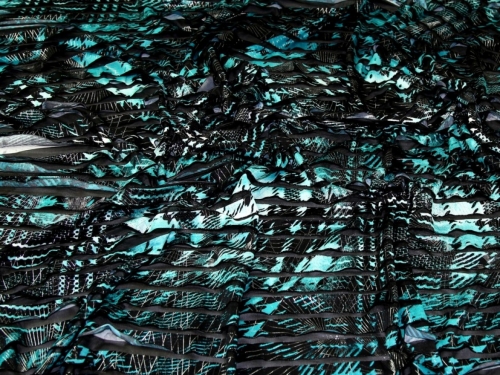Deadstock RaRa Ruffle Textured Stretch Knit Fabric Turquoise
