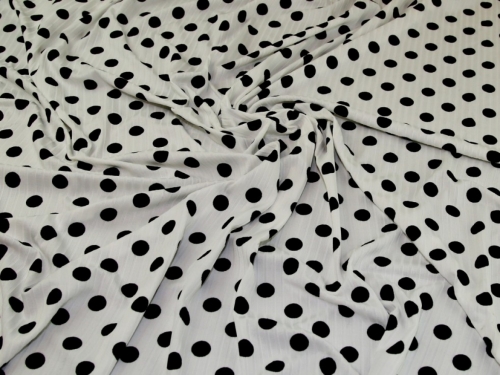 Deadstock Polyester Rib Stretch Knit Fabric Black & White