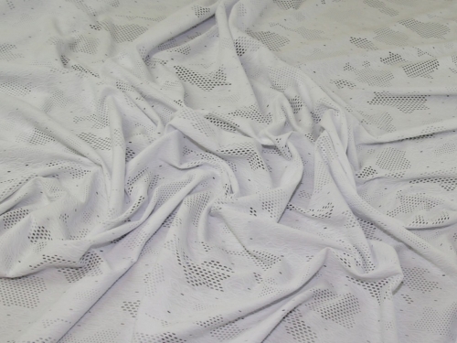 Deadstock Cut Out Textured Stretch Knit Fabric White