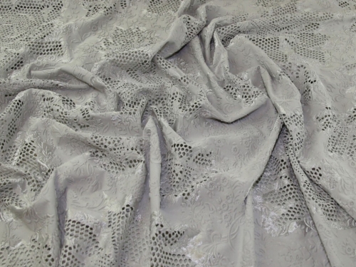 Deadstock Cut Out Textured Stretch Knit Fabric Silver Grey