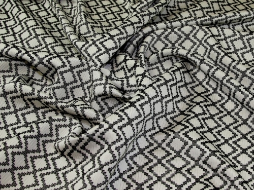Deadstock Textured Woven Jacquard Fabric Black & Ivory