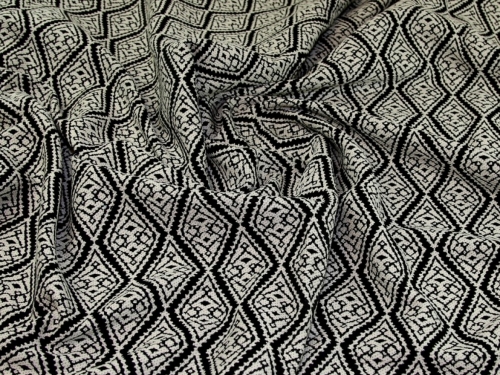 Deadstock Textured Woven Jacquard Fabric Black & Cream