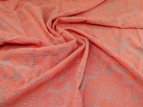 Deadstock Textured Woven Jacquard Fabric Coral