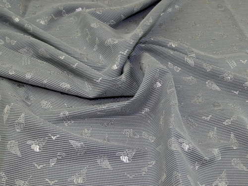Deadstock Metallic Woven Jacquard Fabric Grey