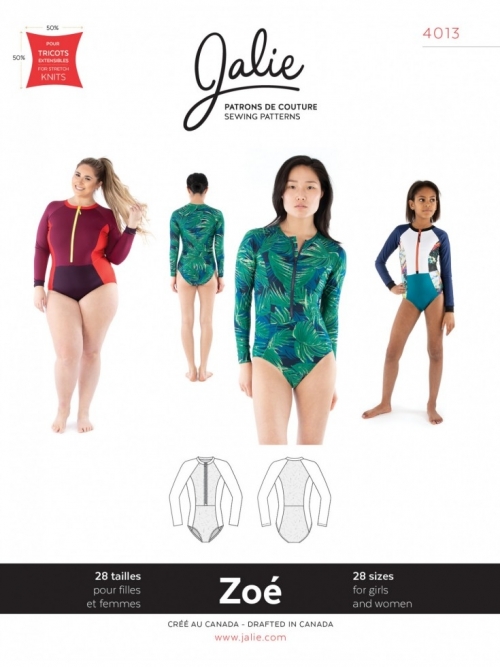 Jalie Paper Sewing Pattern 4013 Zoe Rashguard Swimsuit
