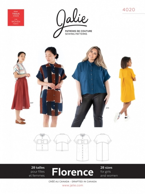 Jalie Paper Sewing Pattern 4020 Florence Shirt & Shirtdress