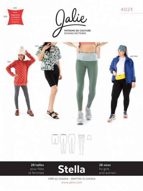 Jalie Paper Sewing Pattern 4023 Stella Leggings Running Belt & Beanie