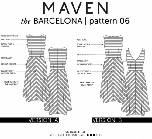 Maven Patterns Paper Sewing Pattern Barcelona Dress