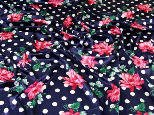 Deadstock Velvet Stretch Knit Fabric Navy