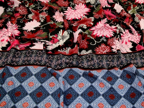 Deadstock Soft Polyester Crepe Fabric Pink Blue