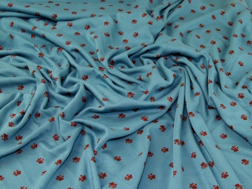 Deadstock Fur Back Sweatshirt Stretch Knit Fabric Turquoise