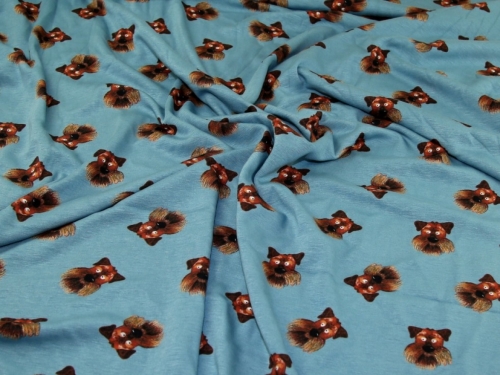 Deadstock Fur Back Sweatshirt Stretch Knit Fabric Turquoise