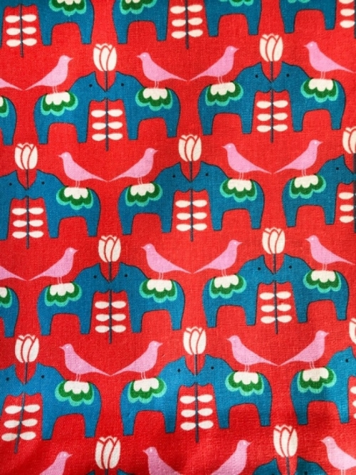 Kokka Cotton Linen Canvas Fabric Red