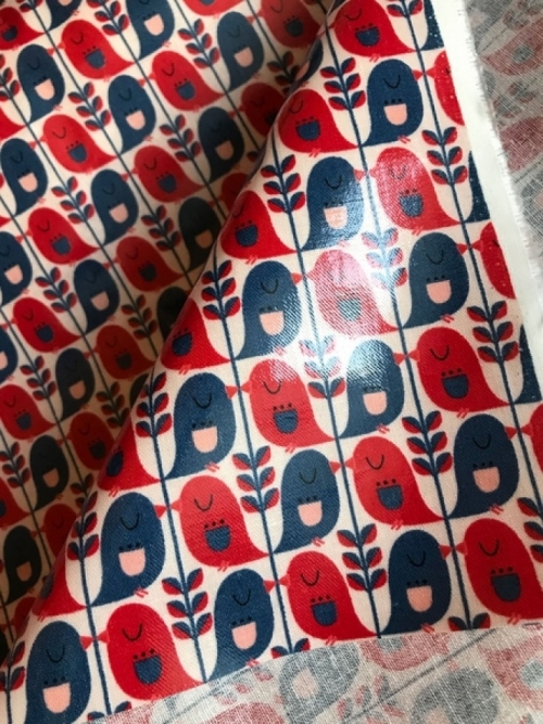Kokka Laminated Cotton Linen Canvas Fabric Navy