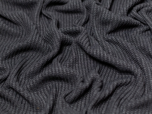 Minerva Core Range Chunky Cotton Sweater Knit Stretch Fabric Anthracite