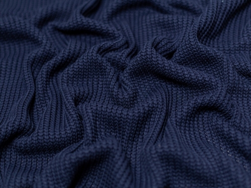 Minerva Core Range Chunky Cotton Sweater Knit Stretch Fabric Navy Blue