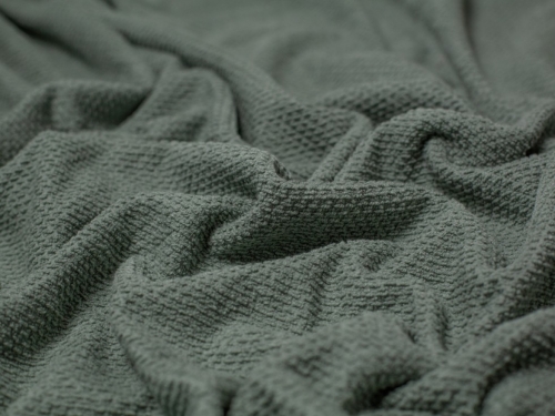 Textured Cotton Towelling Fabric Old Green