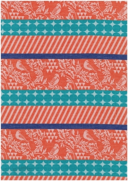 Kokka Cotton Woven Jacquard Fabric Coral