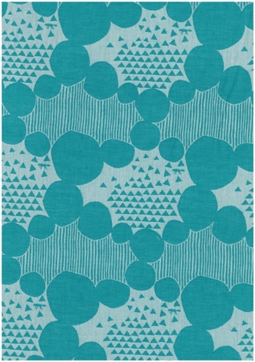 Kokka Cotton Woven Jacquard Fabric Turquoise