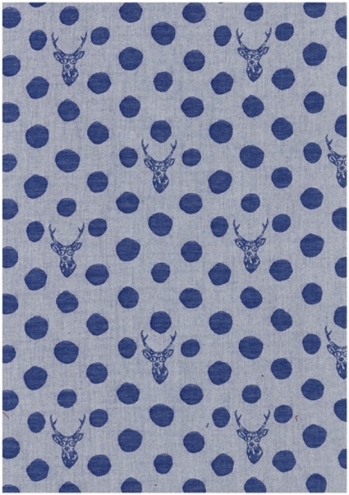 Kokka Cotton Woven Jacquard Fabric Blue