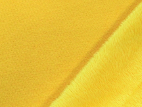 Fur Back Sweatshirt Stretch Knit Fabric Yellow