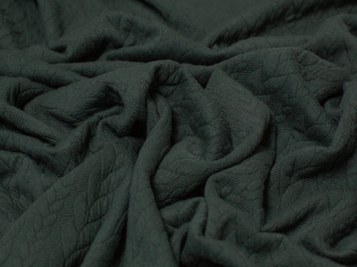 Minerva Core Range Cable Textured Stretch Knit Fabric Bottle Green