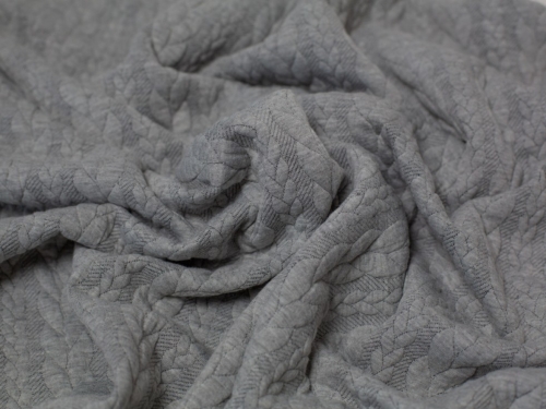 Minerva Core Range Cable Textured Stretch Knit Fabric Silver Grey